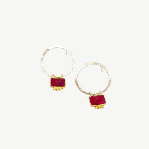 Signature Silver Hoops & Ruby
