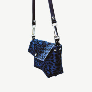 Blue Black Leopard Print AVA Bag with Black/Gold Logo