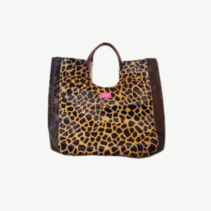 Giraffe Print Leather With Devoire Side Panels Pink Logo