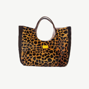 Giraffe Print Leather With Devoire Side Panels Pink Logo
